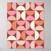 Retro Mid Century Modern Pattern Brown Pink Oranje Poster (Voorkant)