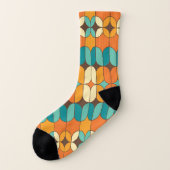 Retro Mid Century Modern Pattern Oranje en blauw Sokken (Links - buitenkant)
