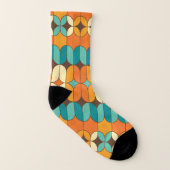 Retro Mid Century Modern Pattern Oranje en blauw Sokken (Rechts - buiten)