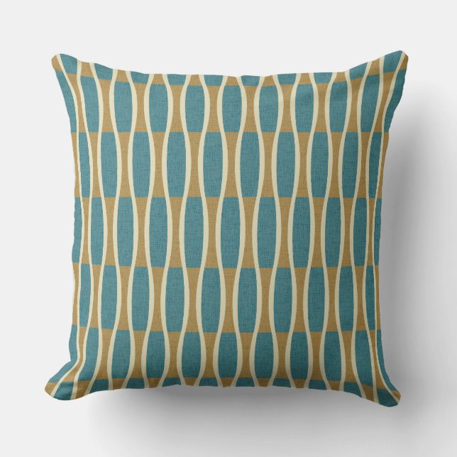 Retro Mid Century Modern Pin Stripes Patroon Kussen (Voorkant)