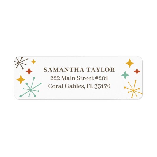 Retro Mid Century Modern Retour-adreslabel Etiket (Voorkant)