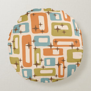 Retro Mid Century Modern Rond Kussen