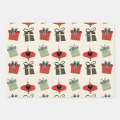 Retro Mid Century Modern Rood Groen Kerstmis Inpakpapier Vel (Voorkant 3)