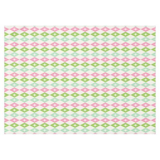 Retro Mid Century Modern Roze & Groen Diamanten Tafelkleed (Voorkant (Horizontaal))