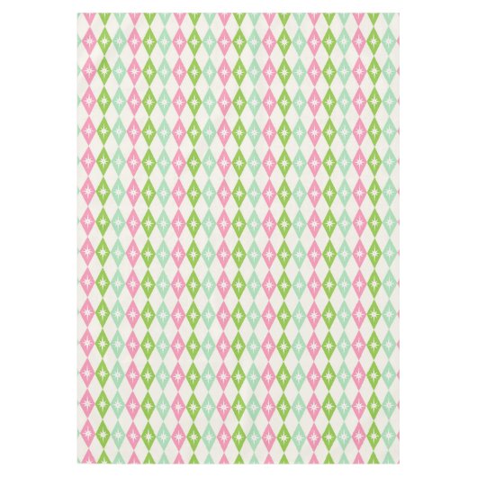 Retro Mid Century Modern Roze & Groen Diamanten Tafelkleed (Voorkant)