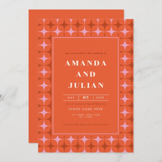 Retro Mid Century Modern Sinaasappel All-in-One We Kaart (Voorkant / Achterkant)