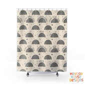 Retro Mid Century Modern Sinaasappel Zwart Abstrac Douchegordijn