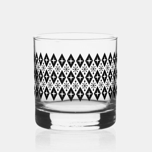 Retro Mid Century Modern Starburst Patroon Whisky Glas (Voorkant)