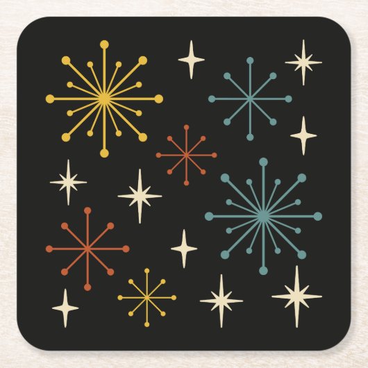 Retro Mid Century Modern Starburst Pattern Kartonnen Onderzetters (Voorkant)