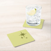 Retro Mid-century Modern Starburst Trio Olijf Kartonnen Onderzetters (Insitu)