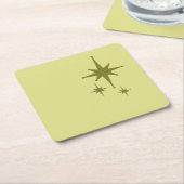 Retro Mid-century Modern Starburst Trio Olijf Kartonnen Onderzetters (Schuin)