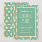 Retro Mid Century Modern Stars Blauwgroen & Roze Kaart (Voorkant / Achterkant)