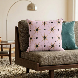 Retro Mid-Century Modern Stars Blush Roze Kussen