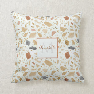 Retro Mid Century Modern Terrazzo Terracotta Naam Kussen