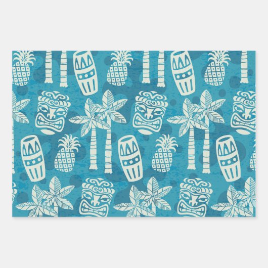 Retro Mid Century Modern Tiki-patroon Inpakpapier Vel (Voorkant)