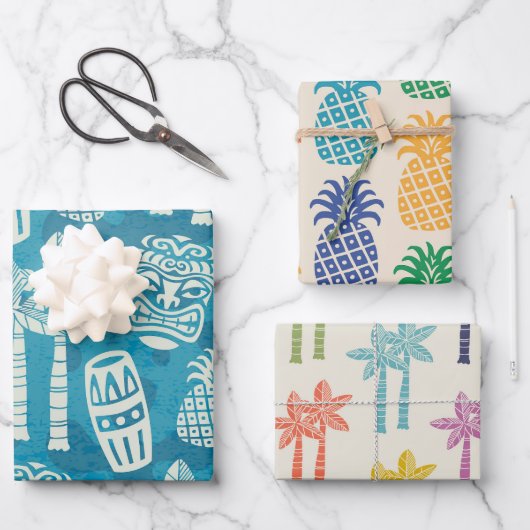 Retro Mid Century Modern Tiki-patroon Inpakpapier Vel (Voorkant)