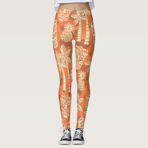 Retro Mid Century Modern Tiki Patroon Leggings