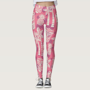 Retro Mid Century Modern Tiki Patroon Leggings