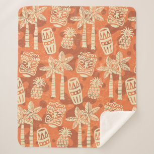 Retro Mid Century Modern Tiki Patroon Sherpa Deken