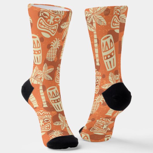Retro Mid Century Modern Tiki Patroon Sokken (Gebogen)