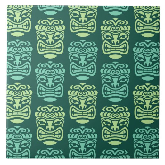 Retro Mid Century Modern Tiki-patroon Tegeltje (Voorkant)