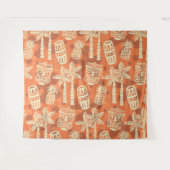 Retro Mid Century Modern Tiki Patroon Wandkleed (Voorkant (horizontaal))