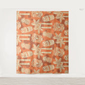 Retro Mid Century Modern Tiki Patroon Wandkleed (Voorkant)