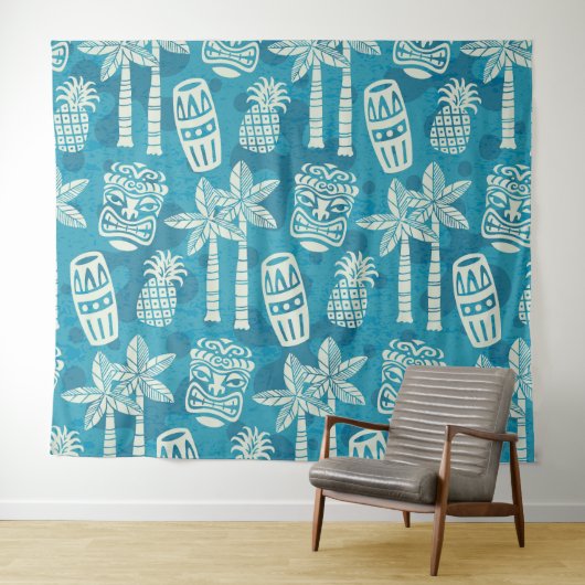 Retro Mid Century Modern Tiki-patroon Wandkleed (In Situ (horizontaal))