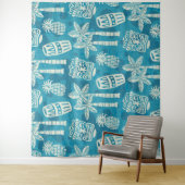 Retro Mid Century Modern Tiki-patroon Wandkleed (In situ)