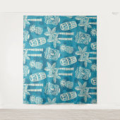 Retro Mid Century Modern Tiki-patroon Wandkleed (Voorkant)