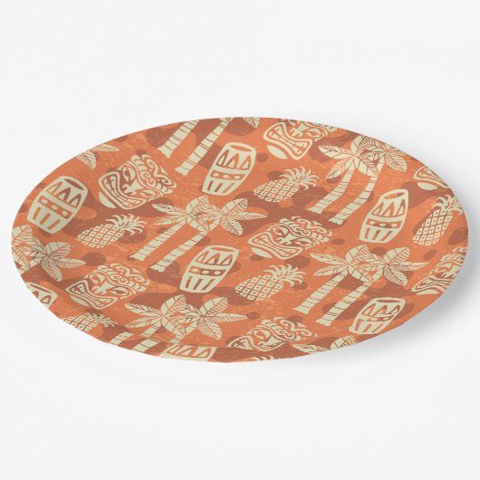 Retro Mid Century Modern Tiki Pattern Papieren Bordje (Gekanteld)