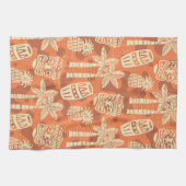 Retro Mid Century Modern Tiki Pattern Theedoek (Horizontaal)