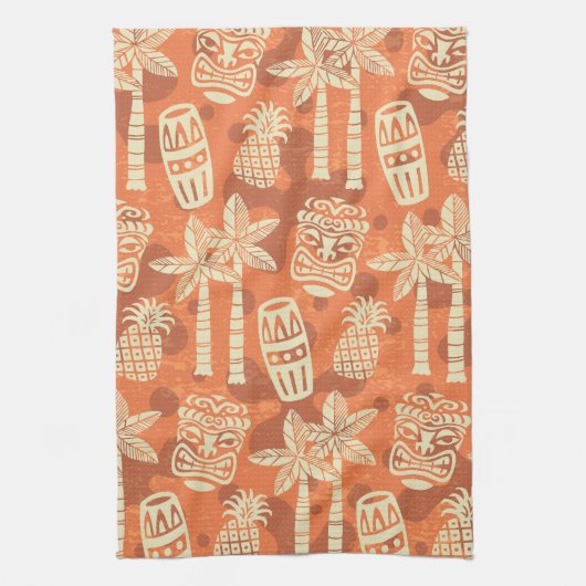 Retro Mid Century Modern Tiki Pattern Theedoek (Verticaal)