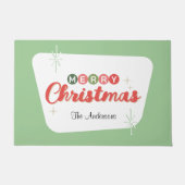 Retro Mid-Century Modern Vrolijk Kerstfeest Deurmat (Voorkant)