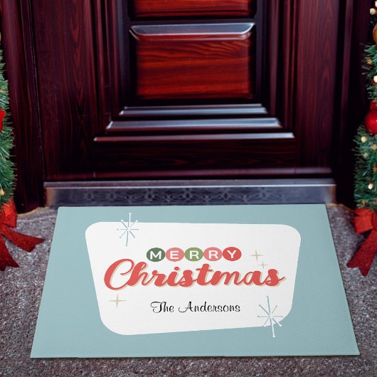 Retro Mid-Century Modern Vrolijk Kerstfeest Deurmat