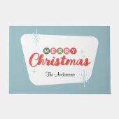 Retro Mid-Century Modern Vrolijk Kerstfeest Deurmat (Voorkant)