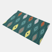 Retro Mid Century Modern Wavy Lines Blauwgroen Deurmat (Schuin)
