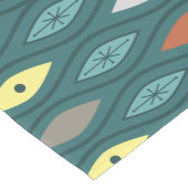 Retro Mid Century Modern Wavy Lines Blauwgroen Korte Tafelloper (Hoek)