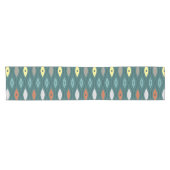 Retro Mid Century Modern Wavy Lines Blauwgroen Korte Tafelloper (Horizontaal)