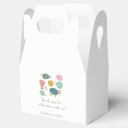 Retro Mid Century Moderne aangepaste bruiloft dank Bedankdoosjes (Geopend)