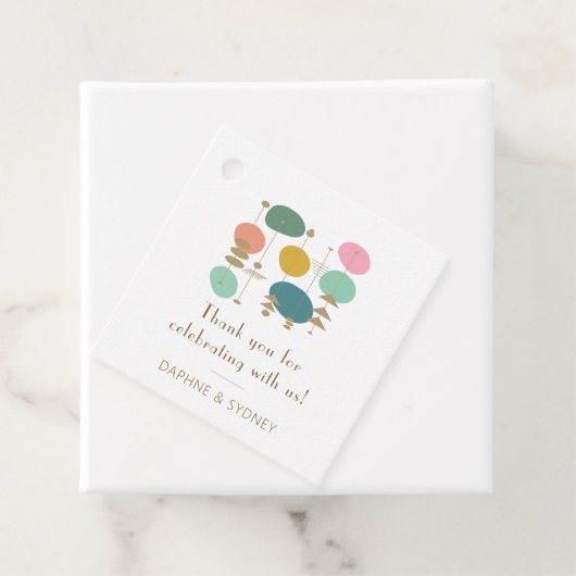 Retro Mid Century Moderne aangepaste bruiloft dank Bedankjes Labels (In situ)