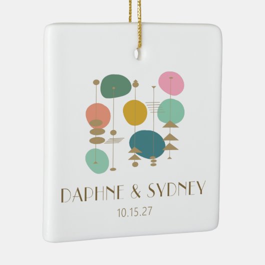 Retro Mid Century moderne aangepaste trouwfoto Keramisch Ornament (Rechts)