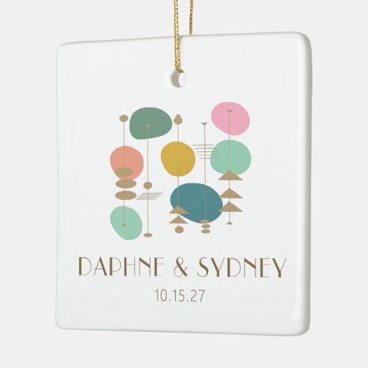 Retro Mid Century moderne aangepaste trouwfoto Keramisch Ornament (Links)