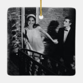 Retro Mid Century moderne aangepaste trouwfoto Keramisch Ornament (Achterkant)