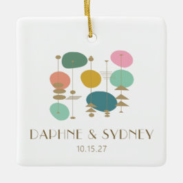 Retro Mid Century moderne aangepaste trouwfoto Keramisch Ornament