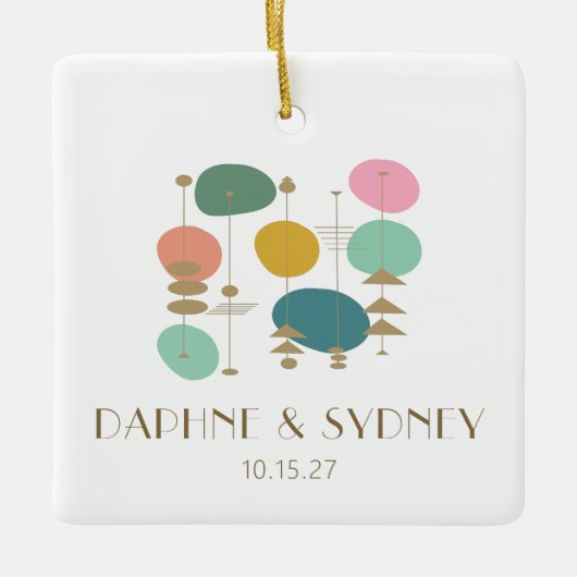 Retro Mid Century moderne aangepaste trouwfoto Keramisch Ornament (Voorkant)