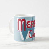 Retro Mid-Century Moderne Blauwe Kerstmis Mok (Voorkant links)