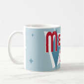 Retro Mid-Century Moderne Blauwe Kerstmis Mok (Links)