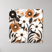 Retro Mid Century Moderne Bloemen Canvas Afdruk (Voorkant)