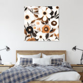 Retro Mid Century Moderne Bloemen Canvas Afdruk (Insitu (Slaapkamer))